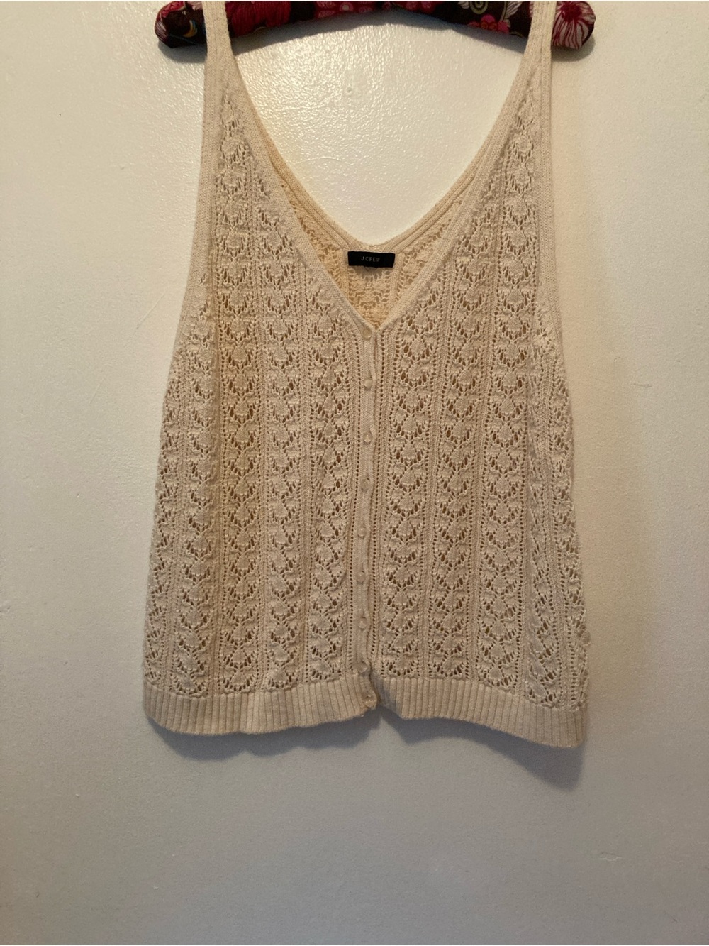 J. Crew Cream Knit V-Neck Sleeveless Vest